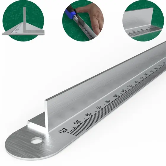 Régua de Metal Com Proteção Para Dedos 60cm Aço Inoxidável