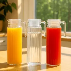 Jarras de Vidro Resistente , 1 Litro com Tampa, Transparente Suiça para Água Suco e diversidades
