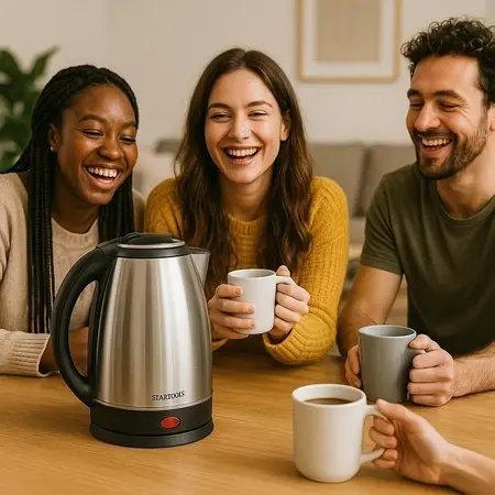 CHALEIRA ELÉTRICA INOX 2L VERMELHA OU PRATA, 220V/127V, CHÁ,CAFÉ