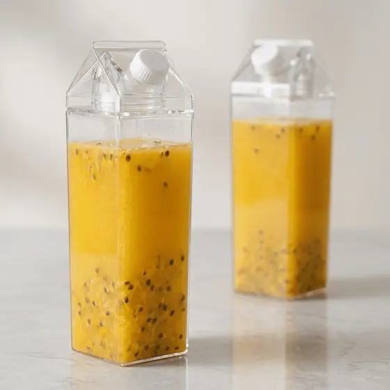 Garrafas Acrílico Transparente Caixa De Leite Geladeira Leite Suco Bebidas Água Chá