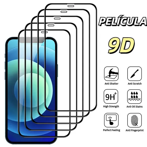 Película de Vidro 3D para iPhone 15 14 13 Pro Max Plus Proteção 9H Premium