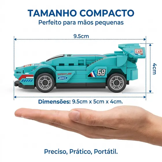 Presente Criativo Mini Blocos Carrinho de Corrida 70 Peças Brinquedo 6 Anos 🎁