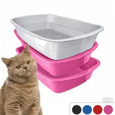Banheira Caixa De Areia Higiênica Gatos 3 Peças Sandbox Bandeja Gato com Peneira