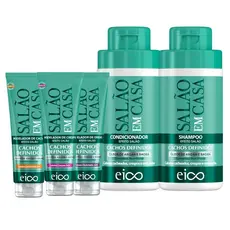 Eico Salão Em Casa Cachos Definidos Shampoo e Condicionador 450ml + Modeladores Curvas 2ABC 3ABC