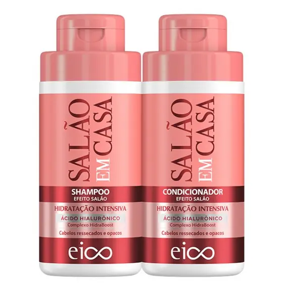 Eico Salão Em Casa Hidratação Intensiva Shampoo Hidratação 450ml e Condicionador Leave-in 400ml Tratamento Creme Capilar