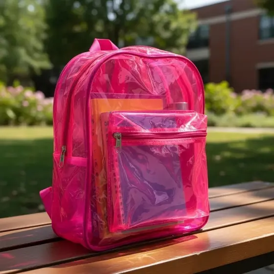 Mochila Costas Bolsa Transparente Neon Várias Cores Juvenil Adulto