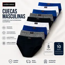Kit 5 ou 10 Cuecas Slip Masculinas Algodão Confortável Adulto P M G GG