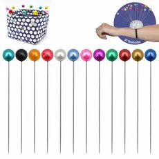 Alfinete Gigante Grande 10cm Cabeça de Pérola para Artesanato Costura Patchwork – Kit 50 Peças