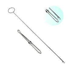 Kit Passador de Elástico e Cordão + Virador Roletê em Aço Inox Ferramenta de Costura Artesanato