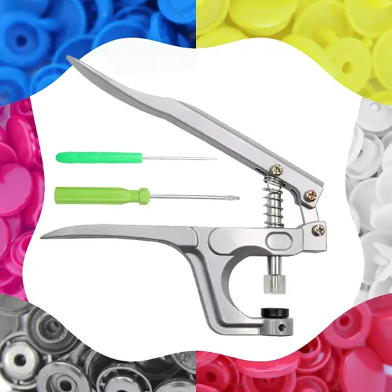 Kit Alicate Aplicador De Botão Pressão Plástico + 50 Botões Tic Tac 12mm