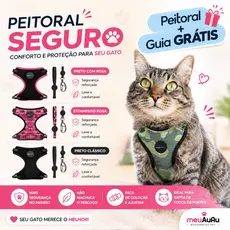 Peitoral Para Gato Com Guia Com Ajuste No pescoço E Na Cintura