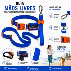 GUIA PARA PASSEIO MÃOS LIVRE + BOLSINHA CATA CACA TODAS AS RAÇAS