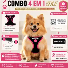 Kit 4 Em 1 Peitoral Para Cachorro Guia, Localizador E Nome Personalizado todas raças e tamanhos