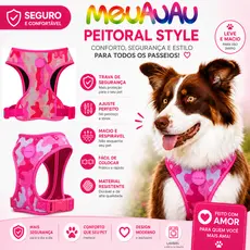 Coleira Peitoral Cachorro meuAuAu - Todas raças - York - Bulldog - shitzu - Pug - Golden