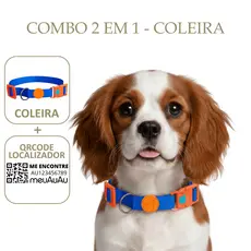 Combo 2 em 1 - Coleira Para Cachorro Com QR Code Localizador Do Pet