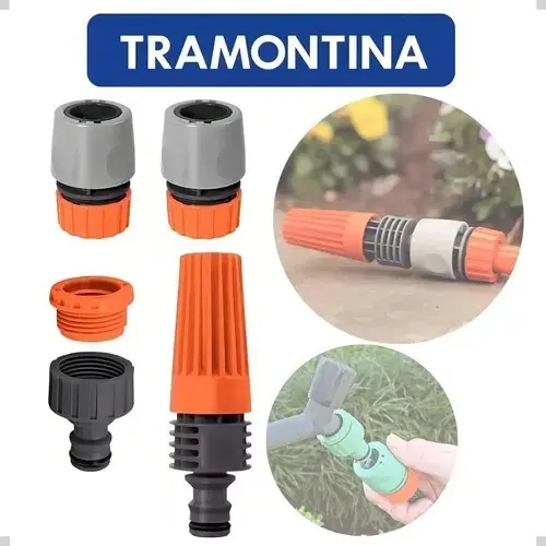 Conjunto Engate Rápido Kit Bico Esguicho Tramontina Kit Adaptador Fêmea Torneira +Engate Rápido