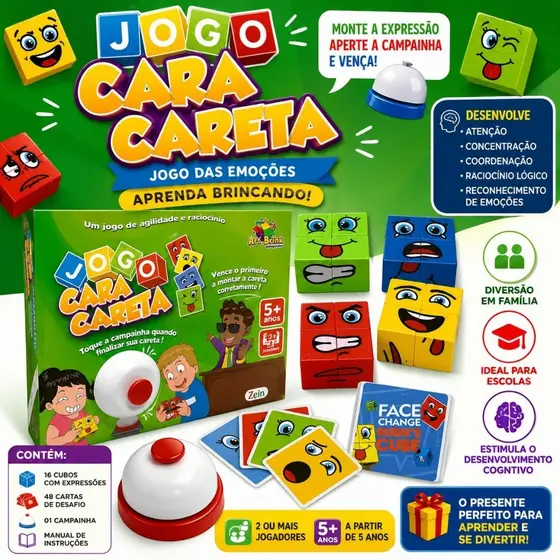 Jogo Das Emoções Cara Careta Educativo Infantil Com Campainha Expressões Faciais Desenvolvimento Cognitivo
