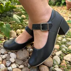 Sapatilha Feminina Boneca Adulto Sapato Mary Jane Confortável Mocassim Macio Casual Saltinho Baixo