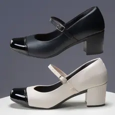 Sapato Feminino Scarpin Mary Jane Bico Quadrado Salto Baixo 5,5cm Confort Macio Leve