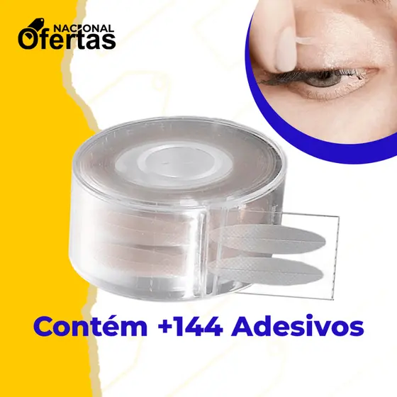 144 Adesivos Fita Transparente Levanta Pálpebras Caída Efeito Imediato (largo) + Mimo Aplicador