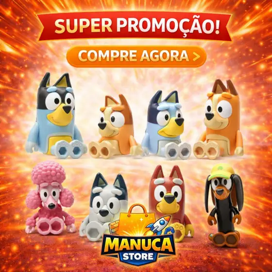 Kit 8 Bonecos Bluey e Amigos Figuras Articuladas em PVC