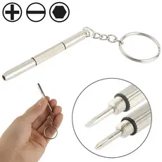 Chaveiro Mini Chave De Fenda 3 Em 1 Portátil Para Óculos Relógio Celular Eletrônicos Precisão Multifuncional Aço Inox