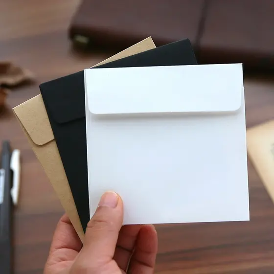 Journamm 10x10 Centímetros Ins Estilo Envelope Do Vintage Mini Papel Kraft Papel Envelope Envelope Embalagem / Papel Kraft Preto / Radidade Papel Envelope