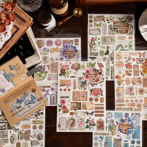 Journamm Adesivos Floral Criativos Suprimentos Para Livro De Rascunho Collage Junk Journal DIY CUT Decor Álbum De Fotos Estética Artesanais