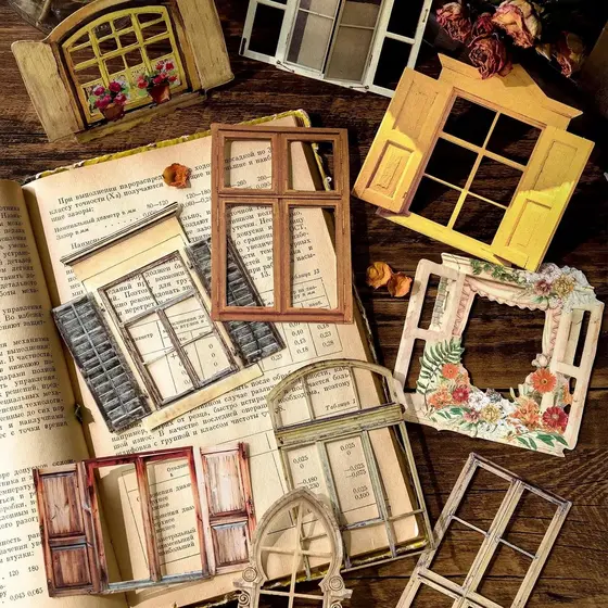 Journamm 10pcs/pack Adesivos Criativos De Janela Oca Colagem De Lixo Diário De Bricolagem Decoração De Estética