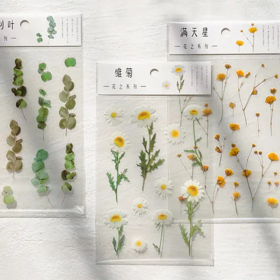 Journamm 12 Projetos Margarida Natural Trevo Flores Pet Adesivos Transparentes Pet Material De Flores Folhas De Plantas Deco Adesivos