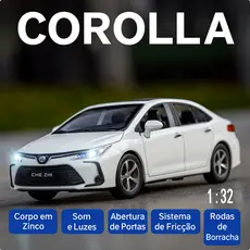 Miniatura Toyota Corolla 1:32 – Fricção, Luz e Som, Portas Dianteiras Abertas