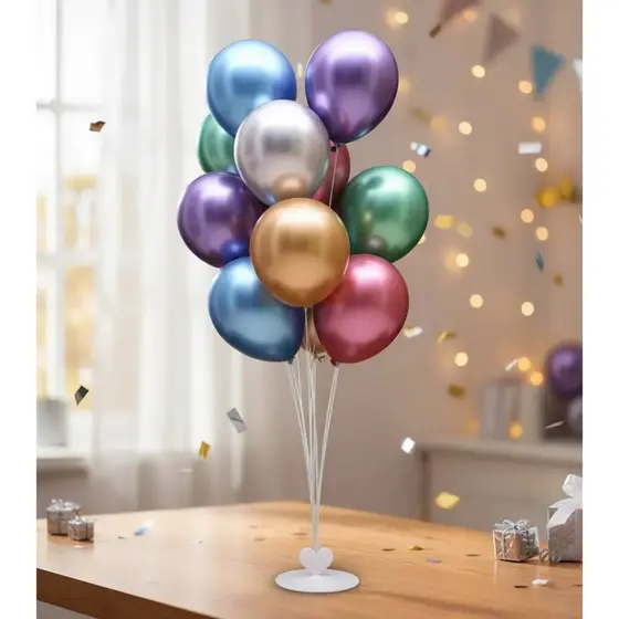 Suporte Para Balão com 12 Hastes Detalhe na Base Coração