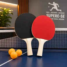 Kit 2 Raquetes Tênis de Mesa Profissional + 3 Bolas Ping Pong Brinquedo Diversão ENVIO IMEDIATO