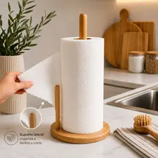 Suporte Porta Papel Toalha de Bambu Organizador Cozinha Porta Rolo Grande de Mesa ENVIO IMEDIATO