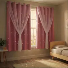 Cortina Blackout Corta Luz PVC Estrelas Com Voil Infantil Várias Cores 2,80 X 1,60  Para Quarto Sala