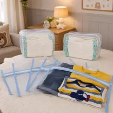 6 Saquinhos Maternidade + 2 Necessaire Kit Organizador Mala e Viagem Bebê Multiuso Com Zíper Fraldas