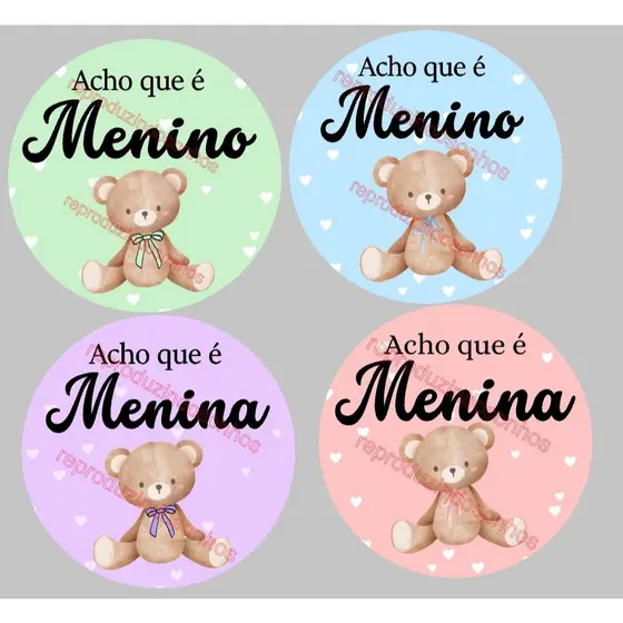 100 ADESIVOS DE CHÁ REVELAÇÃO -  Lembrancinhas de Chá de Bebê, Aniversário, Chá Revelação