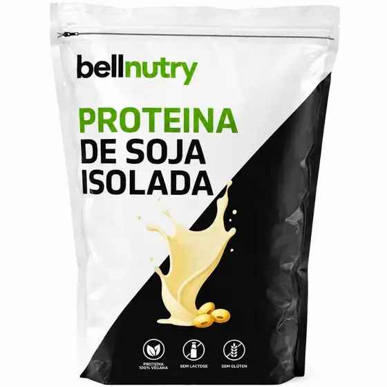 Proteína de Soja Isolada Pura BellNutry 1kg – 90% Proteína, Sem Lactose, Ideal para Ganho Muscular