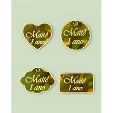 tag personalizado em acrilico Dourado 2,5 cm