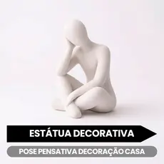 Estátua Decorativa Pose Pensativa Decoração Casa