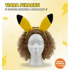 Tiara Arco Pikachu Orelhas - Pokemon Fantasia Carnaval Halloween