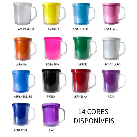 KIT 10 Canecas Acrílica Lisa Para Personalizar Lembrancinha Festa 14 Cores Disponíveis PRONTA ENTREGA