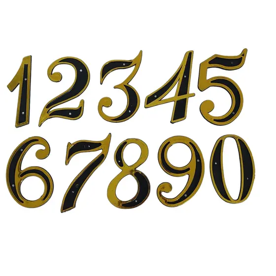 Número Residencial PVC Colonial Preto e Dourado do 10 ao 9 12cm