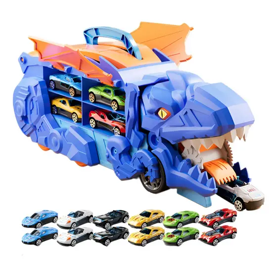 Caminhão Dinossauro T-Rex  com 4 Carrinhos Brinquedo Infantil YM3388