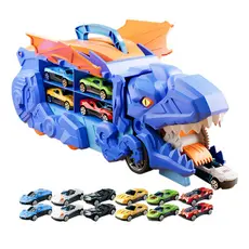 Caminhão Dinossauro T-Rex  com 4 Carrinhos Brinquedo Infantil YM3388
