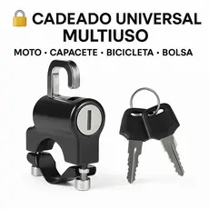 Cadeado Trava Capacete Bolsa Moto Universal Guidão com 2 Chaves Segurança Portátil Antifurto