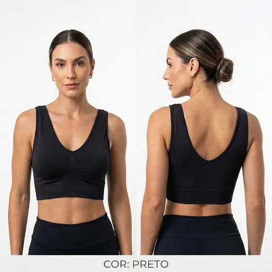 KT 3 Top Sutia Feminino Top Fitness Confortável Não fica marcando- sem Aro - Bojo Removível sutiã esportivo