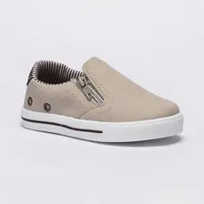 Sapatênis Infantil Masculino Bege com Zíper Slip Iate Confortável Casual Escolar Bege 22337 Pequito