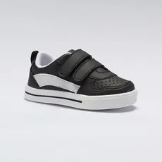 Tênis Infantil Unisex Casual Menino Menina Calce-Fácil Preto Listra Branca 2094 Pequito
