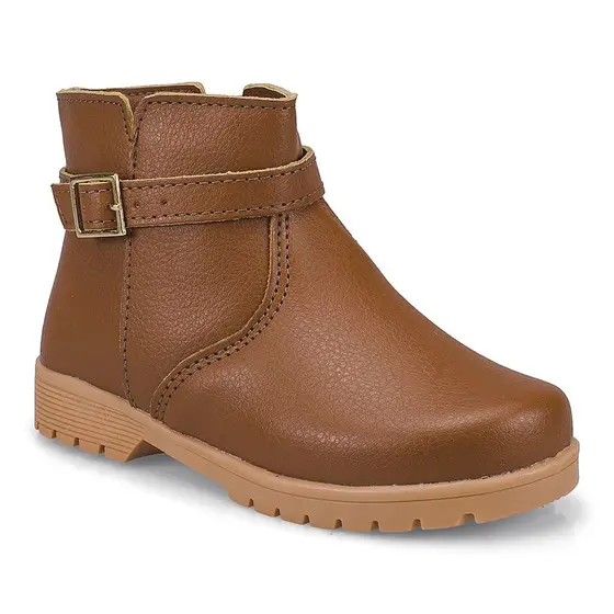 Bota Infantil Menina Fivela Delicada Ziper Cano Curto 72106 Pequito